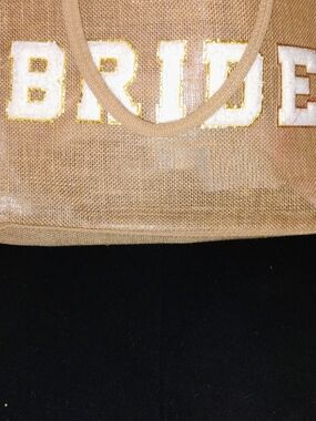 Bride Natural Jute Tote Bag - Bride Embroidered Beach Tote